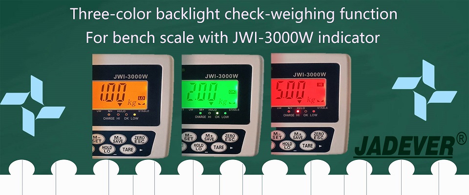 Função de verificação de pesagem com luz de fundo de três cores para balança de bancada com indicador JWI-3000W
