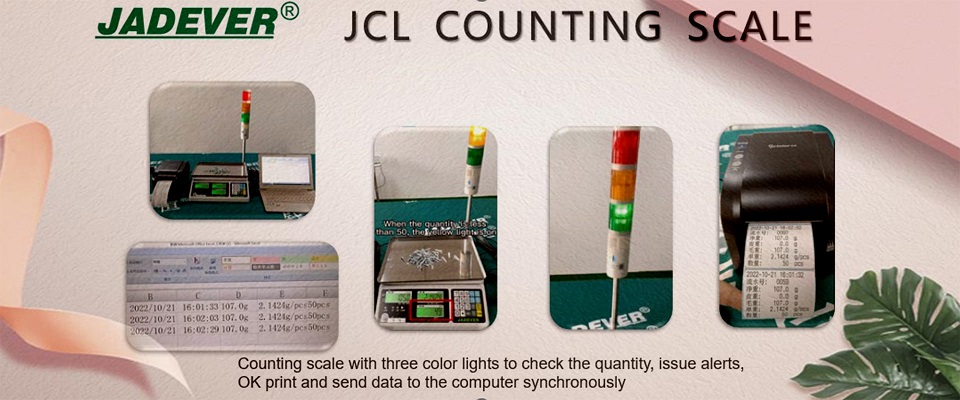 Escalas de contagem com três luzes coloridas para verificar a quantidade, emitir alertas, imprimir OK e enviar dados para o computador de forma síncrona

